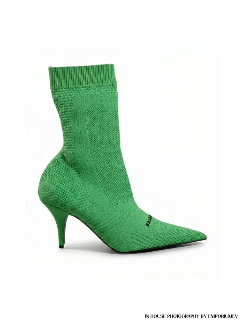 Balenciaga Knife Sock Boots Green Pointed Toe Heels Made in Italy EU 37 0595